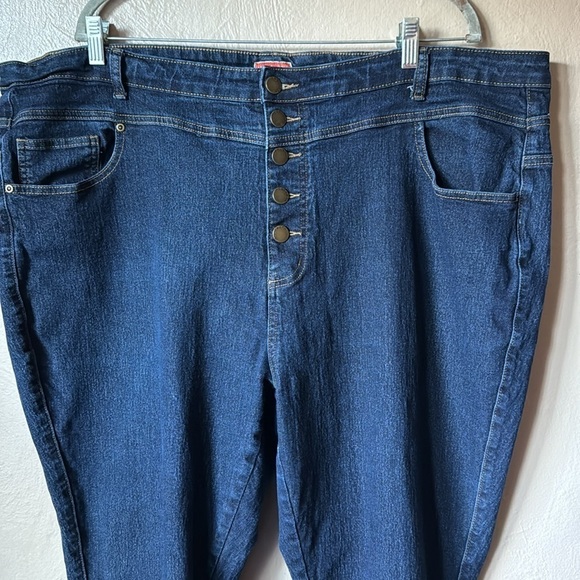 ModCloth Dark Wash Button Front Jeans Size 28 - Picture 2 of 5